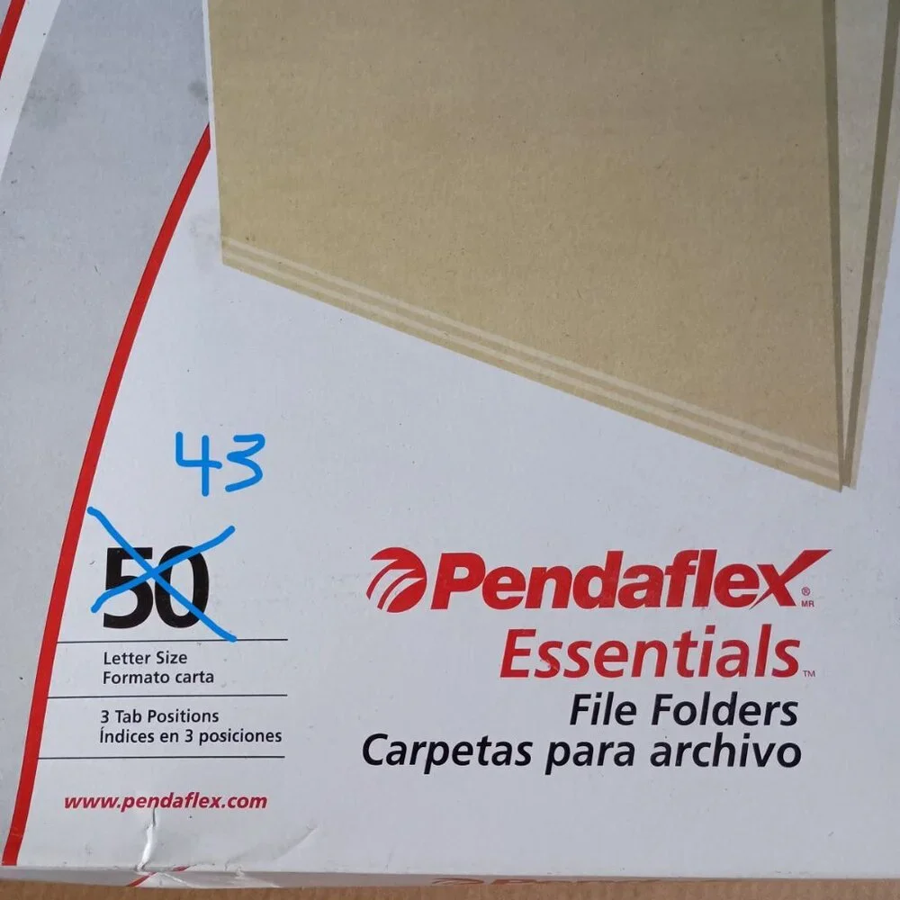 43 Manila file folders Esselte Pendaflex Essentials letter size 3 tab positions